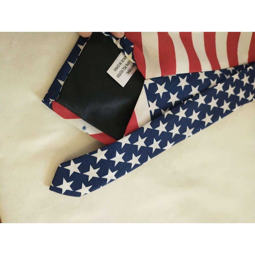 American Flag Patriotic Neck Tie Stars & Stripes  Red White Blue USA - Picture 4 of 5